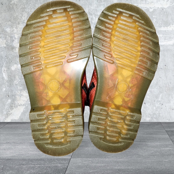 Doc Martens kids boots side zipper kids juniors Youth Size 9 Red Glitter New - Picture 4 of 6